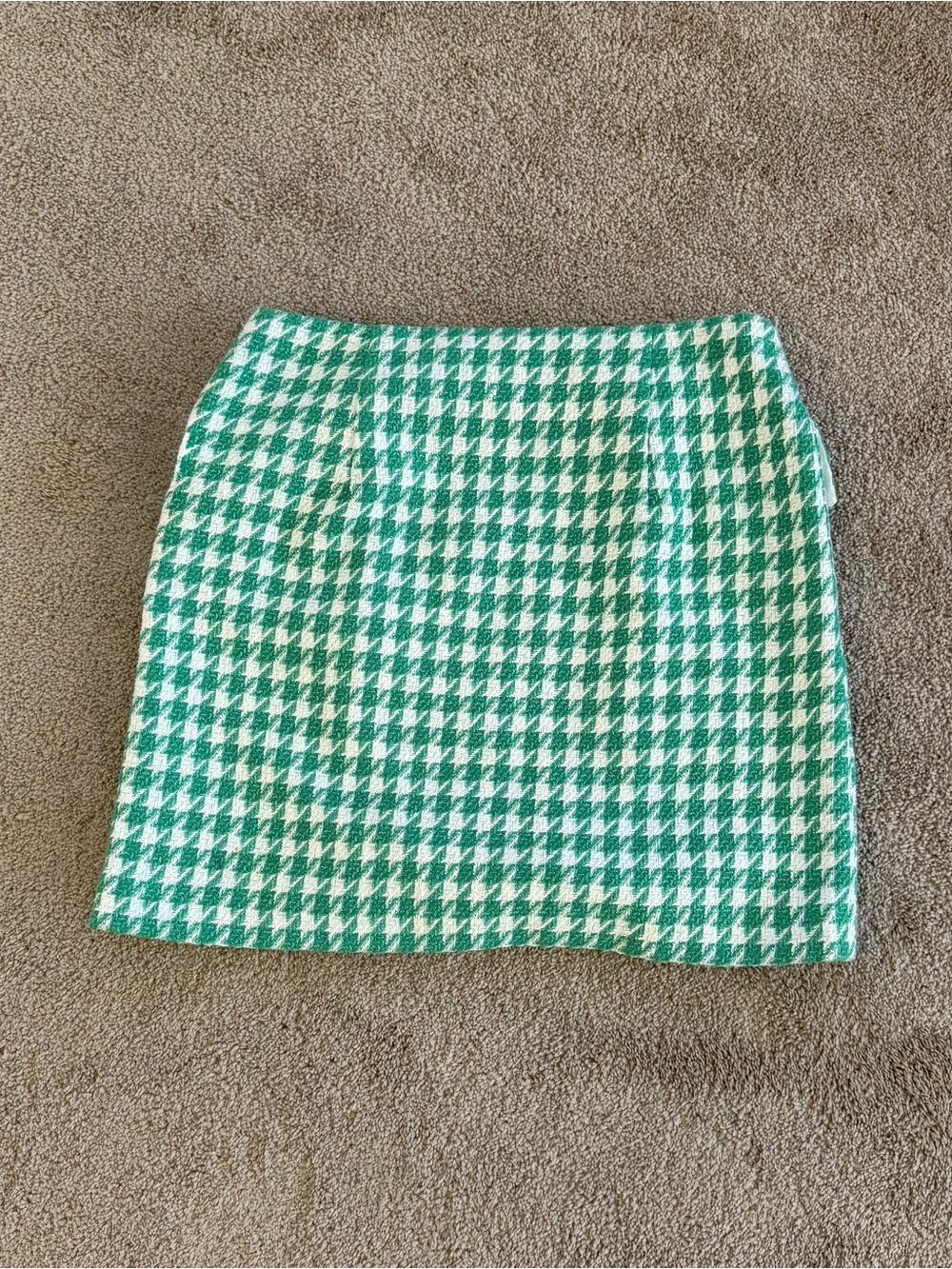 Karl Lagerfeld Paris Green & White Houndstooth Skirt Silver Crest Buttons Size 8 - Picture 4 of 11